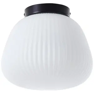 Потолочная светильник Kaizen E27 1 шт., 22 x 25 см, E27, рифленое стекло/металл, белый/черный Brilliant, Matt schwarz/weiß