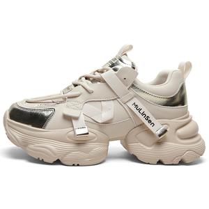 Низкие массивные кроссовки женские Mulinsen, бежевый золотой