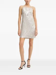 Мини-платье на тонких бретельках, украшенное пайетками Sisley, серый