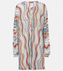 Печатная ламе пляжная накидка Missoni, Multicolor W/White Base