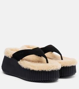 Повседневные сандалии на платформе Nama 80 из замши Chloé, Black