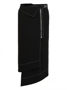 Юбка асимметричного кроя с контрастной строчкой KARL LAGERFELD, черный