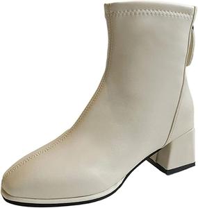 Женские офисные ботильоны Yiozoi с молнией, профессиональные, с острым носком, зимние, повседневные, официальные, Beige