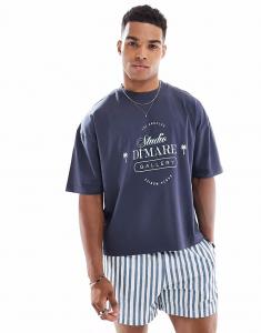 Футболка свободного кроя ASOS DESIGN с принтом в стиле «лето» темно-синего цвета