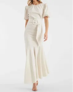 Платье цвета слоновой кости из крепа со сборками Camila Sachin & Babi