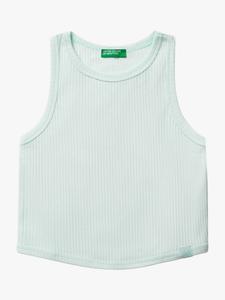 Детский майка-топ без рукавов из ребристого хлопка Benetton, Teal Green