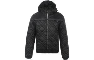 VERSACE JEANS COUTURE Стеганое пальто с логотипом на ремне, Black