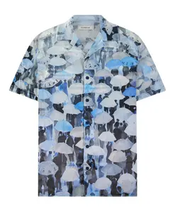 Синяя вискозная рубашка с зонтиком FlãNeur, синий