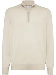 Джемпер с молнией Brunello Cucinelli, нейтральный