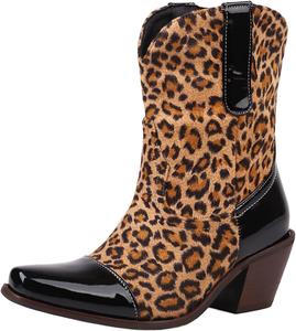 Женские модные ботильоны с массивным каблуком 5,5 см, разноцветные, на молнии, короткие сапожки в стиле рыцарских LYYSKY, Leopard