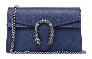 GUCCI Кожаная сумка Дионис через плечо кроссбоди ультра мини женская тёмно-синяя