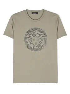 Футболка с декором Medusa Versace Kids, зеленый