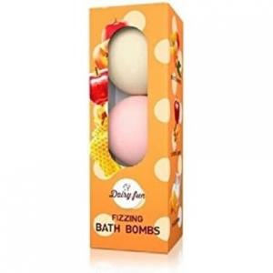 Шипящие бомбочки для ванны с ароматом персика, карамели, яблока и меда, Dairy Fun