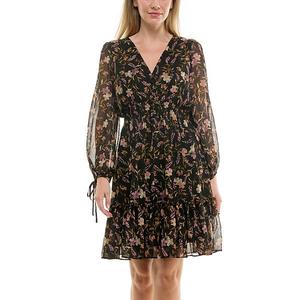 Женское мини-платье с v-образным вырезом и цветочным принтом Taylor