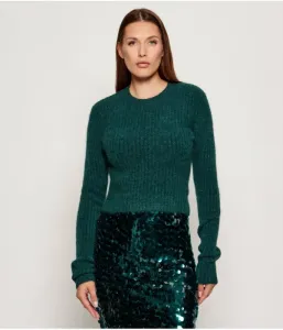 Шерстяной свитер slim fit Patrizia Pepe, бутылочно-зеленый