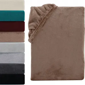 Зимняя простыня на резинке, плюшевый мишка, 90-100x200 см, теплая кашемировая на ощупь, простыня на резинке, цвет "нуга" Visaggio