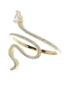 Кольцо-Змея с кристаллами, покрытое 14-каратным золотом Adornia, gold