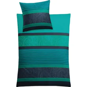 Постельное белье Kleine Wolke «Cambridge», (2 шт.), качество сатина Mako, 100% хлопок, постельное белье и наволочка на молнии, легкое в уходе, с шелковистым блеском, можно использовать круглый год, цвет türkis