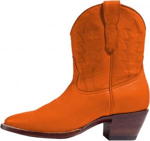 Стильные женские ковбойские сапоги - ручная работа из кожи с модным массивным каблуком для трендового вестерн-образа WINDBXYB, Orange