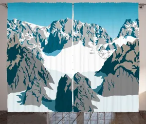 Штора ABAKUHAUS "Голубое небо" в деревенском стиле, тема "Зима, покрытая снегом", универсальная ленточная штора для гостиной с петлями и крючками, 280 x 225 см, насыщенный небесно-голубой с белым Abakuhaus