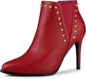 Женские туфли-лодочки на шпильке Allegra K с заостренным носком и ботильоны Chelsea, Red