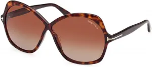 Солнцезащитные очки Tom Ford ROSEMIN FT 1013 темно-гаванский/светло-коричневый, размер 64/7/135, унисекс, Dark Havana