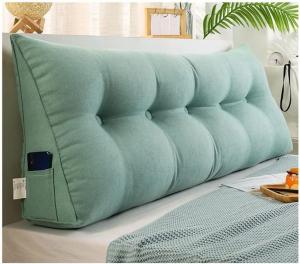 Треугольная подушка-клин для чтения размера Queen, длинная подушка для спины и изголовья кровати, съемная большая подушка, подушка для поддержки спины и поясницы размера Queen со съемным чехлом (Цвет: озерно-голубой, Размер: 39i) COZMAX, Lake Blue