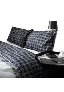 Женское постельное бельё из 100% хлопка в клетку с пододеяльником и наволочками Cofi, чёрный, серый, белый 200x200 см