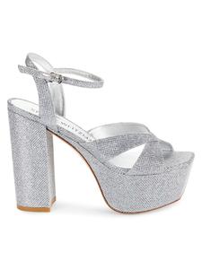 Босоножки на платформе с декором от Miami Stuart Weitzman, серебряный