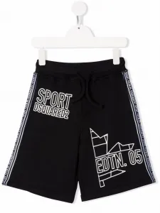 Спортивные шорты с кулиской и принтом DSQUARED2 KIDS, черный