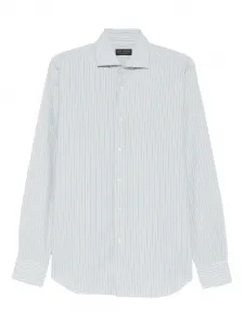 Полосатая рубашка на пуговицах Dell'Oglio, синий