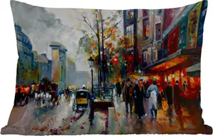 Подушка для улицы - Живопись - Город - Масло - 60x40 см - Устойчива к погодным условиям - Подушка для отдыха - Декоративная подушка - Подушка для дома MuchoWow