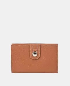 Большой женский кошелек Daviletto из кожи юрского периода, цвет кожи, коричневый