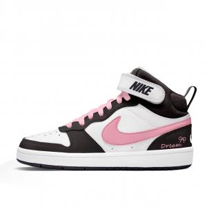 Nike Детские скейтбордистские кроссовки Court Borough 2 Pink Undertone Angel из нескользящей и износостойкой кожи средней высоты