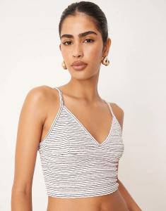 Топ Cotton On Hailey с V-образным вырезом в нежно-розовую полоску Cotton On