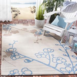 Ковер SAFAVIEH, 201 x 290 см, Washable Rug Outdoor Courtyard Collection - Natural Brown & Blue, без линьки и простой в уходе, идеален для патио, заднего двора, прихожей (CY4038B)