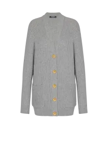 Кардиган из кашемира на пуговицах Balmain, серый