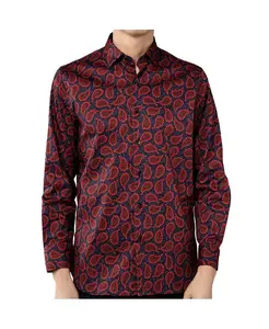 Мужская рубашка с принтом в черно-фиолетово-красных тонах Luchiano Visconti, красный