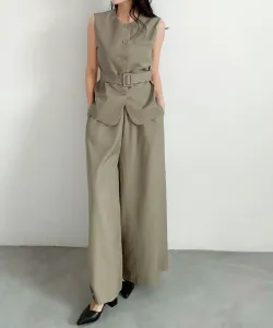 Aimoha Комплект жилет с поясом и широкими брюками Aimoha - Select -, цвет Beige