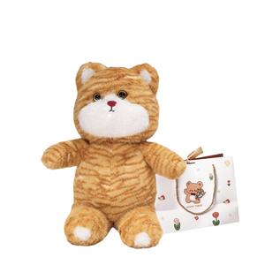 Мягкая игрушка бегущий кот с нагрудником плюшевая кукла высота 50см OU DI PIG, золото