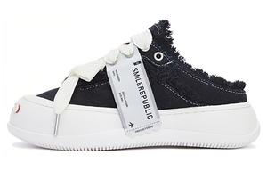 Кеды унисекс с низким верхом черного, белого цвета Smilerepublic