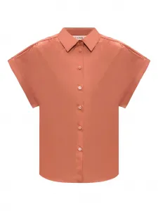 Рубашка из поплина с короткими рукавами TWINSET, оранжевый
