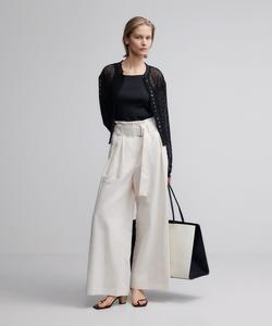 Льняные широкие брюки Column, цвет Off White