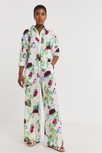 Рубашка с длинными рукавами из льна и принтом Jd Williams, белый