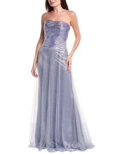 Платье Rene Ruiz с металлизированным тюлем Rene Ruiz, металлик