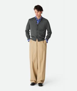 Cotton twill straight trousers BOTTEGA VENETA, бежевый