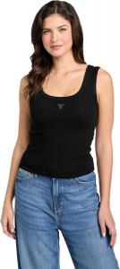 Женская майка GUESS Eco без рукавов с треугольными нашивками в рубчик, Jet Black