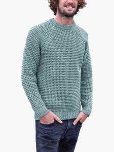 Шерстяной джемпер с круглым вырезом вафельной вышивки Celtic & Co., небесный свет