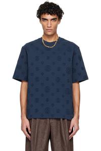 Casablanca Футболка оверсайз с коротким рукавом и аппликацией в виде монограммы темно-синего цвета