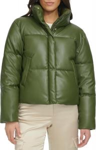 Женская стеганая короткая куртка-пуховик Levi's из веганской кожи, Thyme